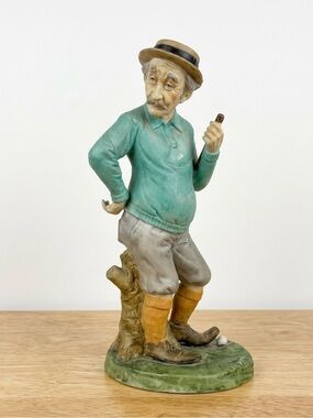 VTG Hand-Painted Royal Crown Ceramic Golfer Grumpy Old Man Golf Statue Figurine